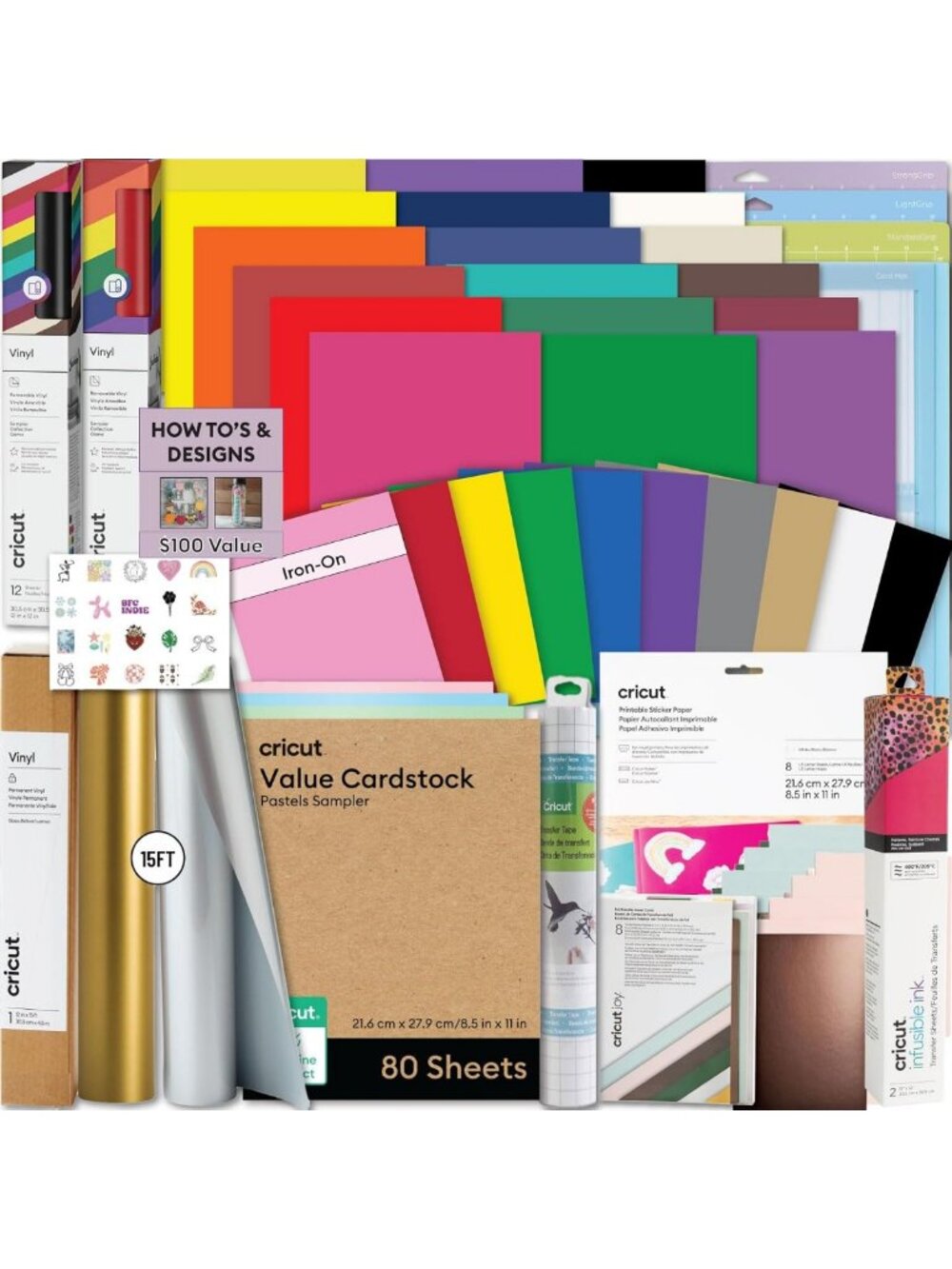 Ultimate Craft Supply Bundle - 120+ Pieces for Vinyl, HTV, Infusible Ink & DIY